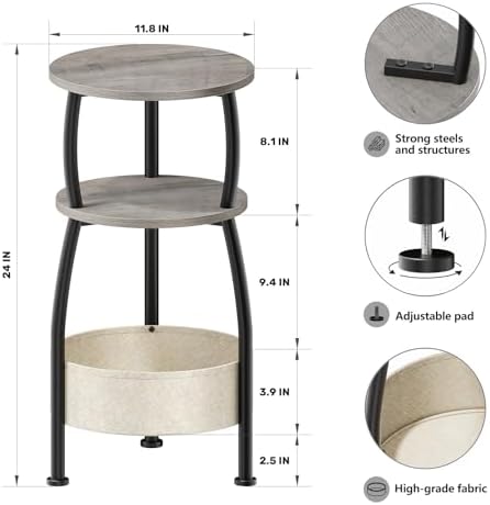 Round Side Table for Living Room with Storage Basket, 11.81in - Image 3