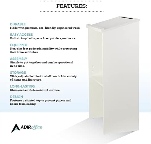 Adir Wooden Podium Stand - Speaking Podium with Storage Shelf, Hostess Stand for Restaurant, (46.25 Inches, White) - Image 3