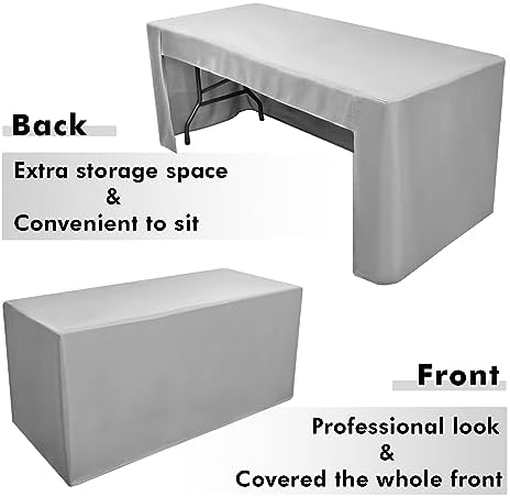 Nasitos 2 Pack Silver 6ft Fitted Tablecloth for Rectangular Table-Open Back Folding Table Cover Washable Fabric and Wrinkle Resistant Tablecloth for Parties, Wedding, Craft Fair, Cocktails, Weddings - Image 4