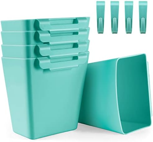 5 Pack Hanging Cup Holders, Multipurpose Rolling Cart Accessories Utility Cart Accessories for Art Craft Supplies, Space Saving Hanging Storage Basket Pencil Holder Makeup Organizers (Blue) by LEZIOA
