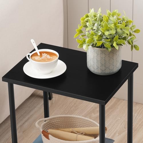 HOOBRO End Table, Small Side Table, Nightstand with 2-Layer Storage Shelves, Sofa Table for Small Spaces, Living Room, Bedroom, Stable Frame, Easy Assembly, Black BB09BZ01 - Image 5