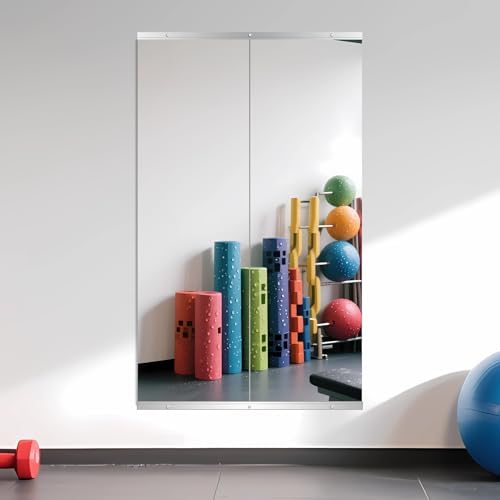 Home Gym Mirror for Wall, 55" x 16" x 2PCS Frameless Full Length Mirror by Ruomeng