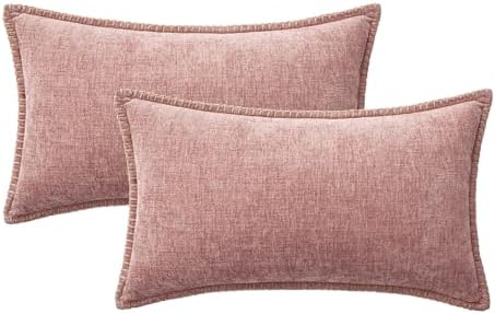 MIULEE Decorative Lumbar Throw Pillow Covers 12x20 Inch Blush Pink 2 Pack - Image 6