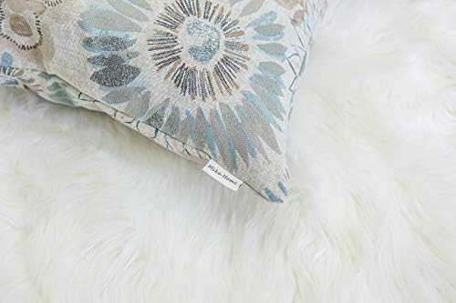 Mika Home Pack of 2 Decorative Throw Pillows Cases Cushion Cover for Sofa Couch Bed,Sunflower Pattern,20x20 Inches,Blue Cream - Image 4