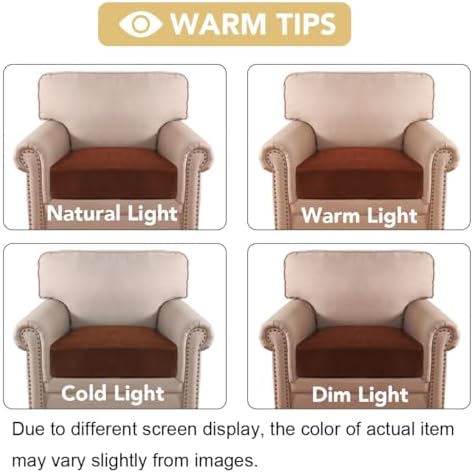 H.VERSAILTEX Velvet Stretch Couch Cushion Cover Plush Cushion Slipcover for Chair Cushion Furniture Protector Seat Cushion Sofa Cover(1 Piece Armchair Cushion Cover, Rust) - Image 6