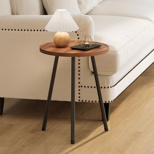 Round Side Table, Small End Table, Drink Table for Couch, Mini Tea Table for Sofa, Modern Accent Nightstand for Small Space, Living Room Bedroom LET521DR by Unknown