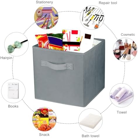 3 Pcs Storage Cubes, 10.5 Inch Collapsible Storage Bins, Fabric Foldable Bins for Organization, Durable Storage Bins for Closet, Shelves, Offices (Grey) - Image 2
