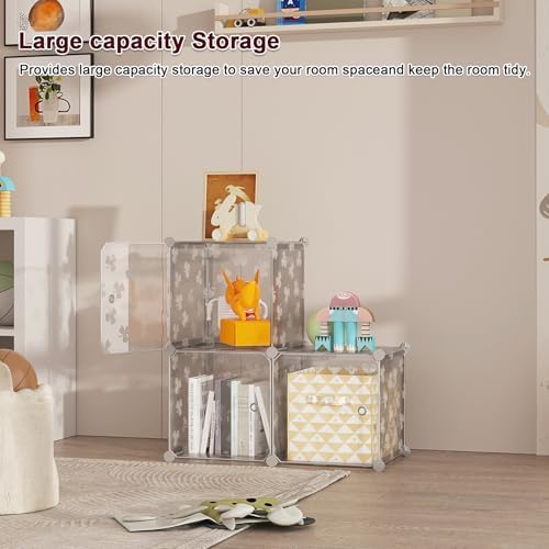 C&AHOME Clover Embossed Storage Organizer with Doors 3-Cube Shelf White - Image 6