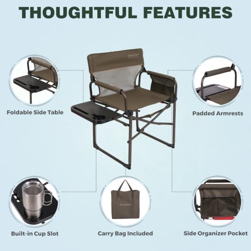 SUNNYFEEL Camping Director Chair with Side Table - Image 4