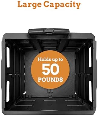 Inspired Living Ultra-Slim Rolling Collapsible Storage Pack-N-Roll Utility-carts, with Telescopic Handle, for Home, Garden, Shopping, Office, School use, Medium, Black - Image 3