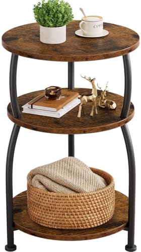 3-Tier Round Side Table, 15.7 inch End Table Nightstand by designyourhome