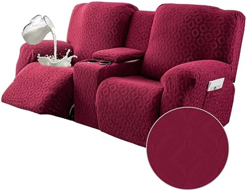 Genina Waterproof Recliner Loveseat Cover,2 Seat with Console,Wine Red by Genina