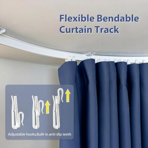 Room Divider Ceiling Mounted Curtains Track Sets Extra Wide Blackout Curtain Flexible Tracks for Bedroom Office Privacy Partition Separator, Navy, W 10 x H 9ft - Image 5