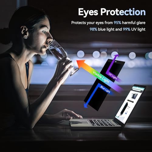 Magnetic Privacy Screen Protector Compatible With MacBook Pro 13 Inch(2016-2022, M1, M2)/MacBook Air 13 in (2018-2021, M1), Removable Anti Spy Blue Light Glare Shield Laptop Privacy Filter - Image 4