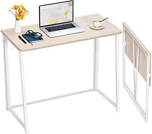 WOHOMO Folding Desk, 39.4" Foldable Computer Table for Small Spaces, Oak by WOHOMO