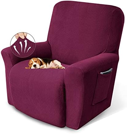 KEKUOU Recliner Chair Covers, 1-Piece Lazy Boy Recliner Covers, Wine by KEKUOU