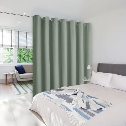 NICETOWN Loft Noise Blocking Room Divider Curtain Screen Partitions, Basement Hospital Medical Clinic Spa Lab Cubicle Space Divider Privacy Screen (Greyish Green, 1 Panel, 8.3ft Wide x 9ft Long) by NICETOWN
