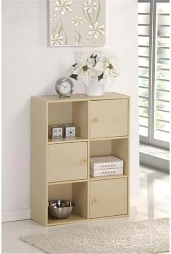 Furinno Pasir 3 Tier Shelf with 3 Door/Round Handle, Steam Beech - Image 2