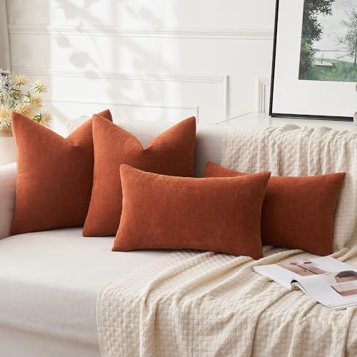 MIULEE Fall Rust Terracotta Chenille Couch Throw Pillow Covers, 20x20 - Image 5