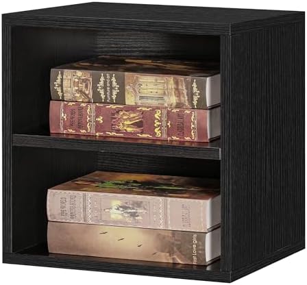 FUSUNBAO DIY Cube Storage Organizer Stackable Cubes for Home Books Clothes Toy -Modular Cubby Storage System-Office Cubical-Bookcase Closet (Black, 1 Layer Cube) by FUSUNBAO