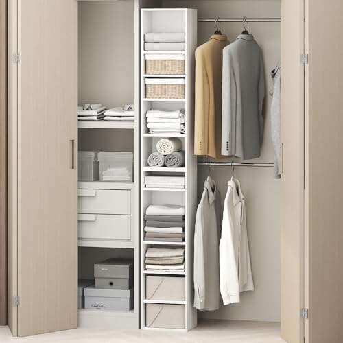 Furinno PASIR 10-Tier Closet Organizers and Storage, Open Shelf, Storage Organizer, 12-Inch Width, for Closet, Bedroom, White by Furinno-FitsYourSpaceFitsYourBudget