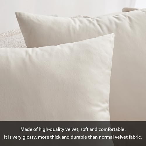 MIULEE Velvet Throw Pillow Covers 18x18 Inch Pack of 2 Cream White - Image 6