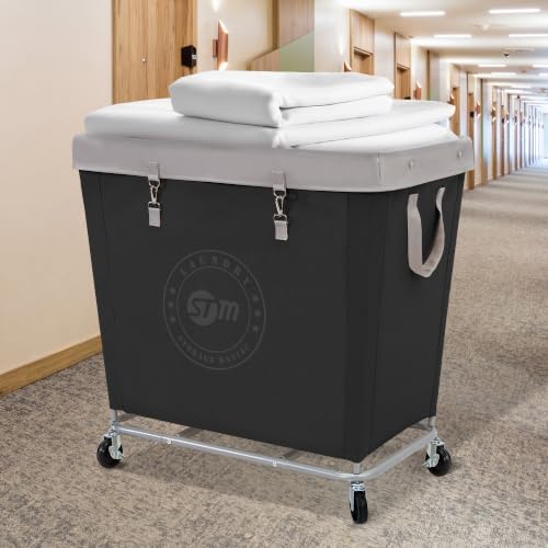 STORAGE MANIAC Commercial Laundry Hamper with Heavy Duty Steel Frame, 320 L Industrial Laundry Basket Cart with Wheels for Hotel, Home, Laundry Room, 31.7''L x 19.3''W x 30.91''H, Large Black - Image 2