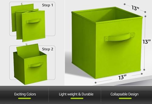 Sorbus Fabric Storage Cubes, 6-Pack Foldable Bins (13 Inch, Green) - Image 2