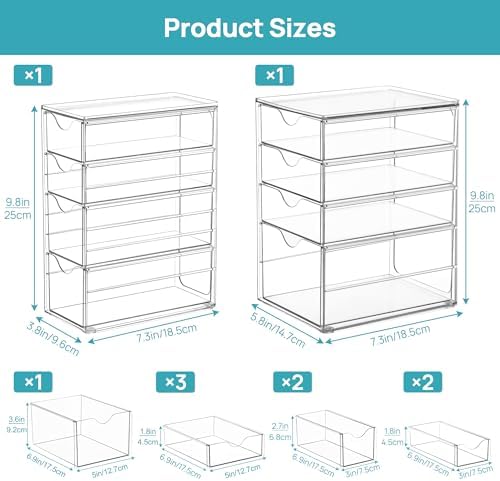 Vtopmart Acrylic Desk Organizer with 8 Drawers for Office, Makeup, Crafts - Image 3