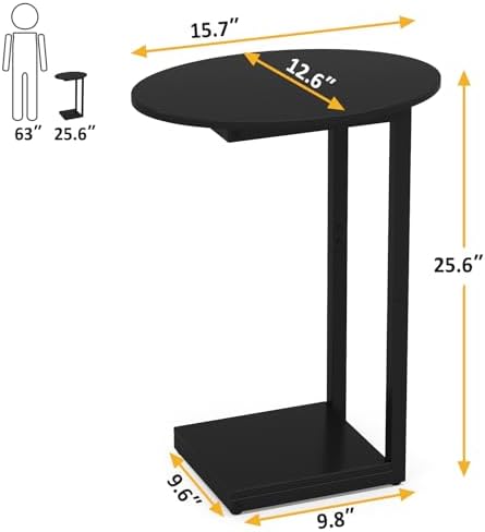 Hosfais Small Side Table End Table, C-Shaped Couch Tables - Image 2