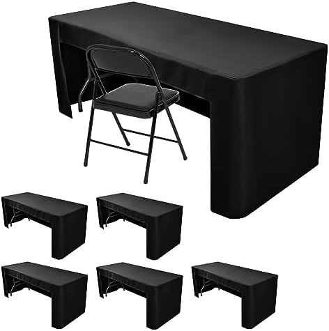 Nasitos 6 Pack Black Tablecloth for 8FT Trade Show Table Covers-Open Back Folding Tablecloths Washable Fabric and Wrinkle Resistant Table Covers for Craft Show, Display Table, Parties, Birthday by Nasitoshomedecor