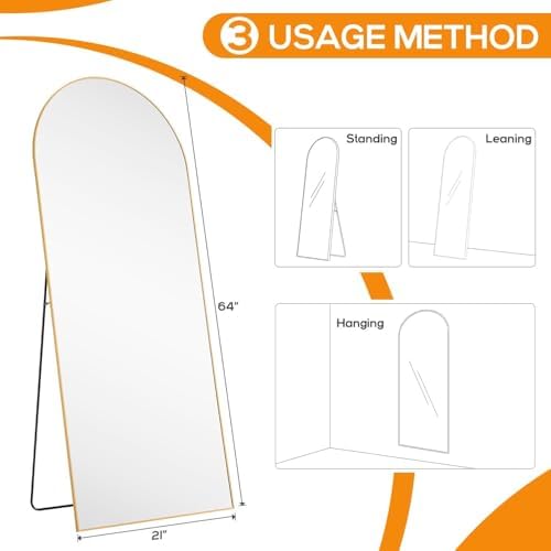 21"x64" Arched Mirror Full Length, Upgraded Body Wall Mirrors - Image 4