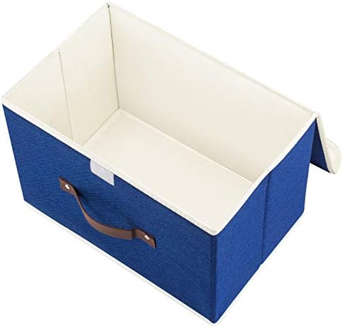 TYEERS Collapsible Storage Boxes, Washable Fabric Storage Bins with Lids, 14.9x9.8x9.8 inches, 3 Pack, Classic Blue - Image 3