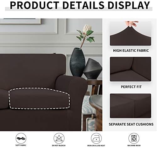Easy-Going 4 Pieces Stretch Sofa Cover for 3 Cushion Couch Washable - Image 4
