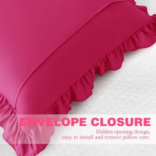 KKJIAF 2 Pack Ruffle Pillow Cases 18x18 Inches, Hot Pink - Image 6