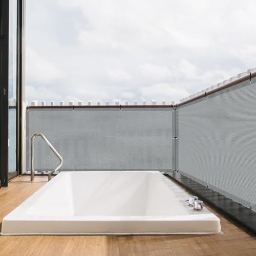 SUNLAX 3'x16' Grey Balcony Privacy Screen Fence Windscreen 90% UV Block - Image 6
