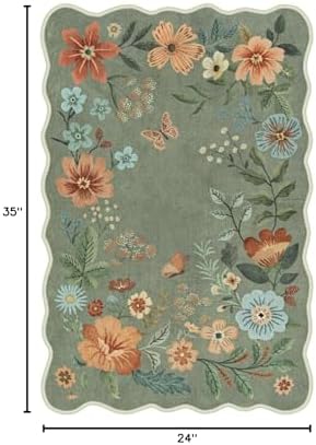 Lahome Floral Small Rugs for Entryway, 2X3 Washable Kitchen Rugs Non Slip - Image 2