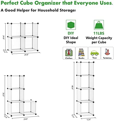 C&AHOME Plastic Cube Storage Organizer, 4-Cube Shelves Units, White - Image 3