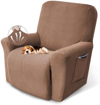 KEKUOU Recliner Chair Covers, 1-Piece Lazy Boy Recliner Covers, Camel by KEKUOU