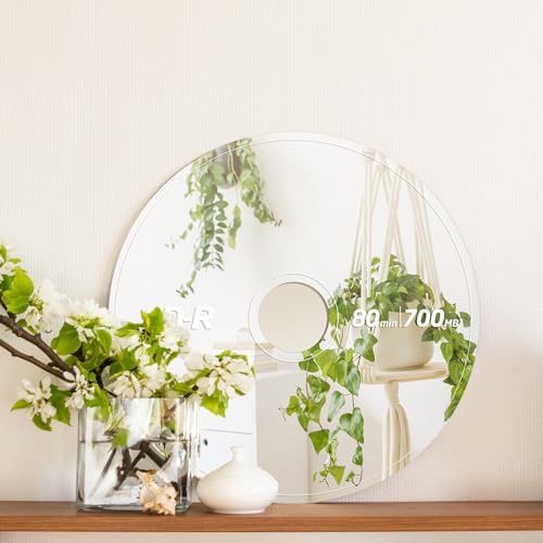 Tellegloww Acrylic Cd Mirror 24 x 24 Inch Cool Music Decor Cute Mirror Round Cd Funny Christmas Music Room Decor Wall Disco Disk for Girlfriend Gift Living Room Bedroom Home Party Favors - Image 3