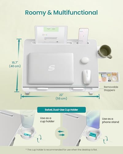 SONGMICS Bed Laptop Desk, Foldable, Adjustable Height, 15.7 x 22 Inches - Image 5