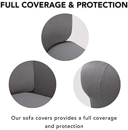 PureFit Stretch Couch Covers for Sofa 4 Seater Slipcovers Light Gray - Image 3