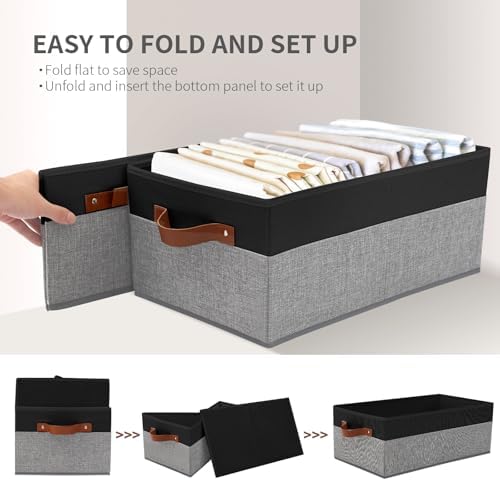 3 Pack Large Capacity Storage Bins Closet Organizer for Shelves - Image 7