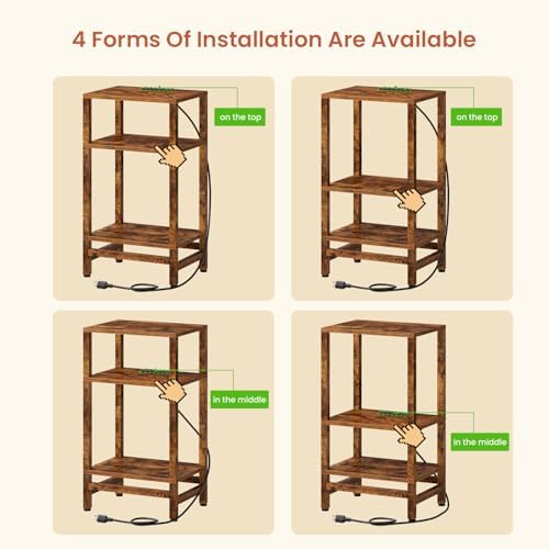 Creso hom 3-Tier Tall Nightstand with Charging Station, Skinny Side Table - Image 6