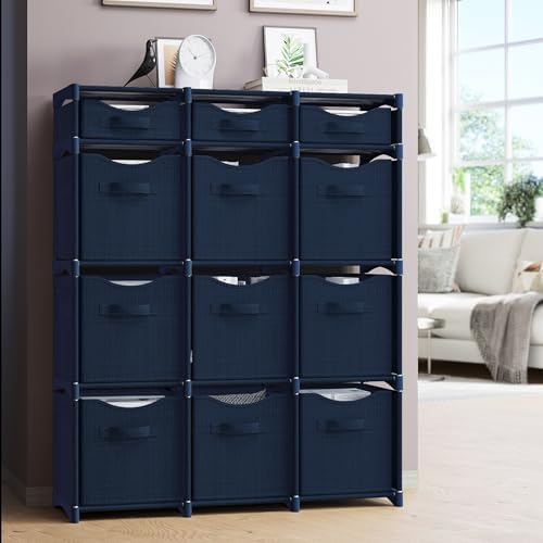 Cube Storage Organizer with Storage Bins Included - The Perfect Closet Organizers and Storage Solution. Includes 12 Storage Cubes, Great For Toy Storage, Closet Storage, Clothes Storage (Navy) - Image 6
