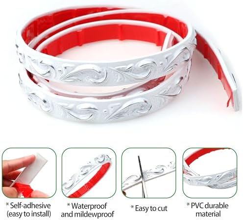 Duzzy Molding Trim Wall Trim, 16.4 Feet Self-Adhesive Flexible DIY Peel and Stick Crown Molding Ceiling Molding Suitable for Mirror Edge, TV Background Wall, Home Wall Decor (White and Silver) - Image 3