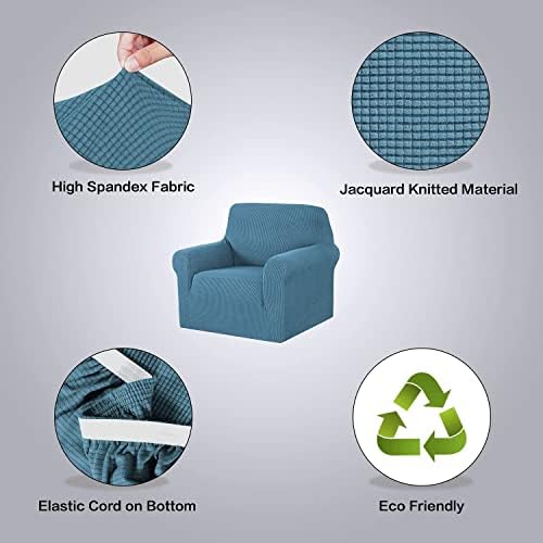 H.VERSAILTEX Armchair Cover High Stretch Sofa Slipcover 1 Piece Couch Covers for Sofa Durable Spandex Fabric Non Skid Machine Washable(Armchair 31"-40", Dusty Blue) - Image 4