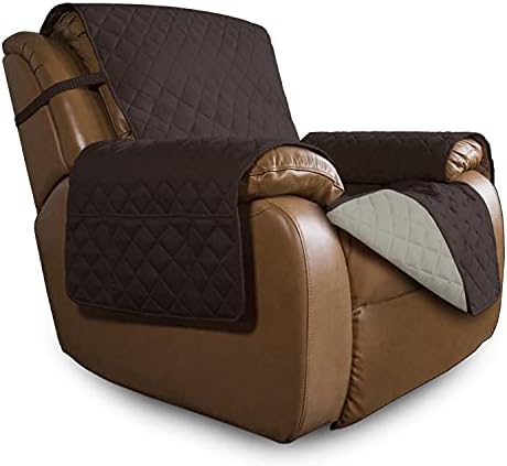Easy-Going Oversized Recliner Cover Reversible Couch Cover Sofa Cover for Living Room Water Resistant Furniture Protector with Elastic Straps for Pets ('Large Recliner 27-29 in, Chocolate/Beige) by Easy-Going