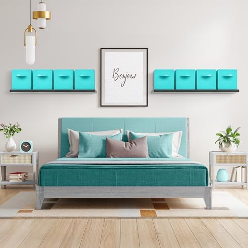 Sorbus Fabric Storage Cubes, 8 Pack, with Handles (11 Inch, Aqua) - Image 3