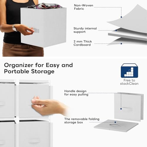 Mavivegue 9 Cube Storage Organizer, Closet Organizer with Drawers, Easy to Assemble DIY Shelf for Living Room, Bedroom, Dorm Room - White - Image 3